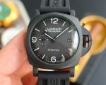 PANERAI Fake Watches Luminor Black Steel 316L Rubber Strap Replica Watch